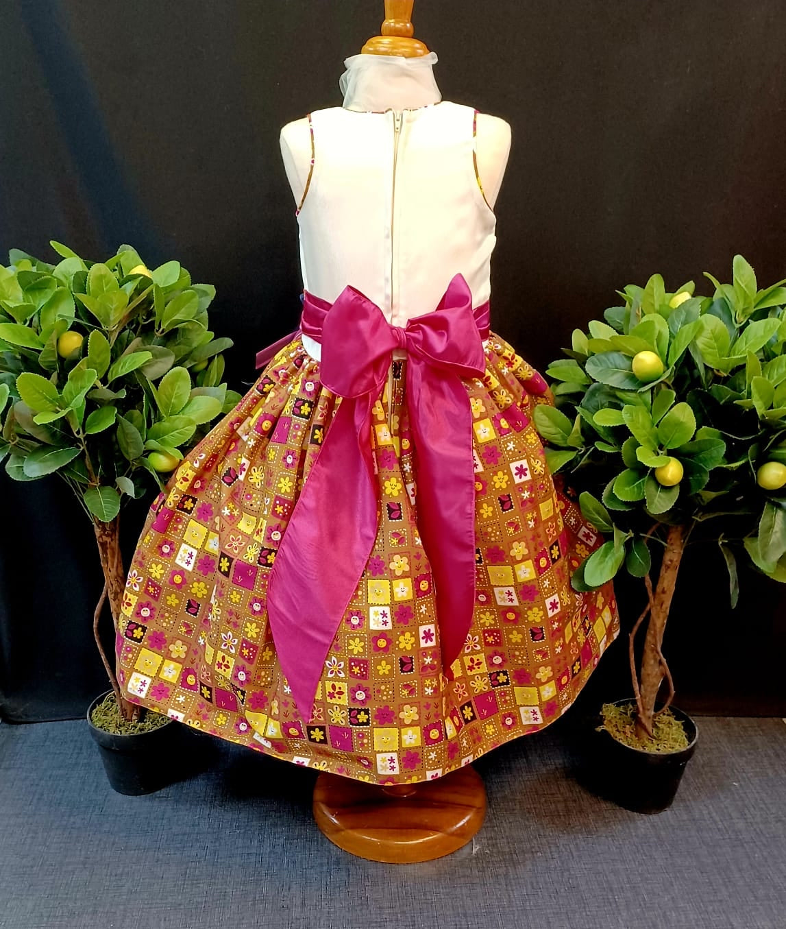 Brown Maroon Accent Girl Dress NDesign #33