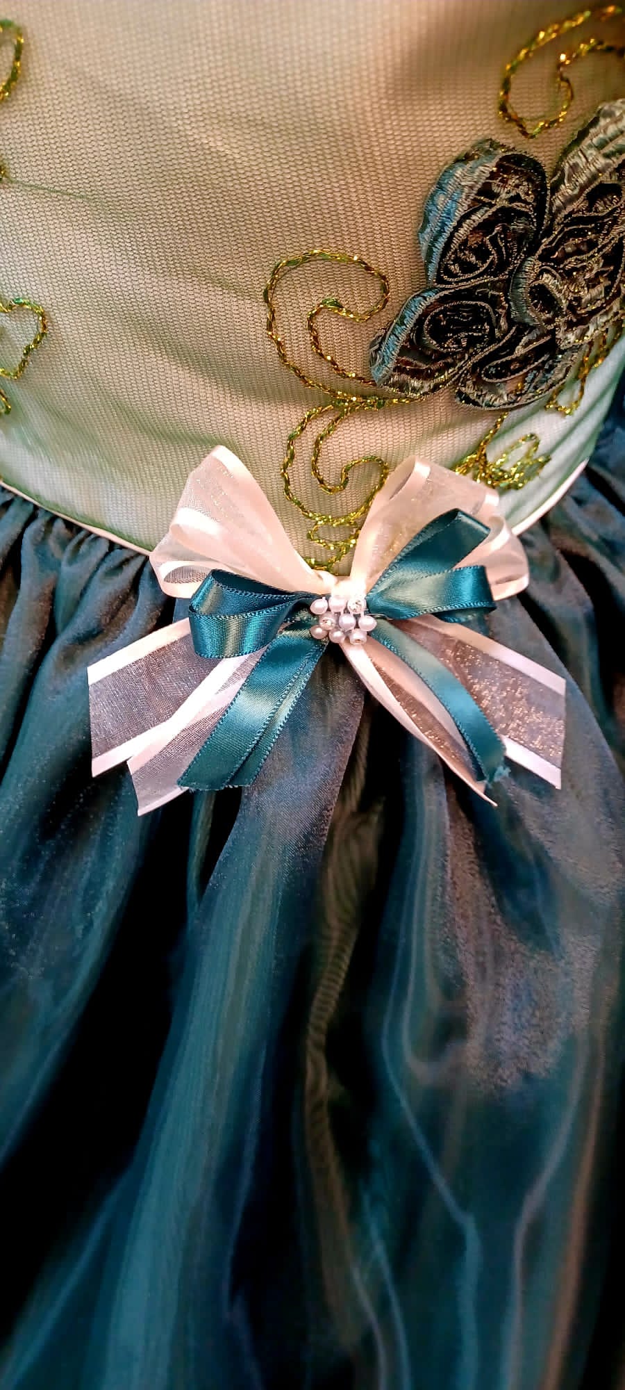 Deep Green White Accent Girl Dress NDesign #55