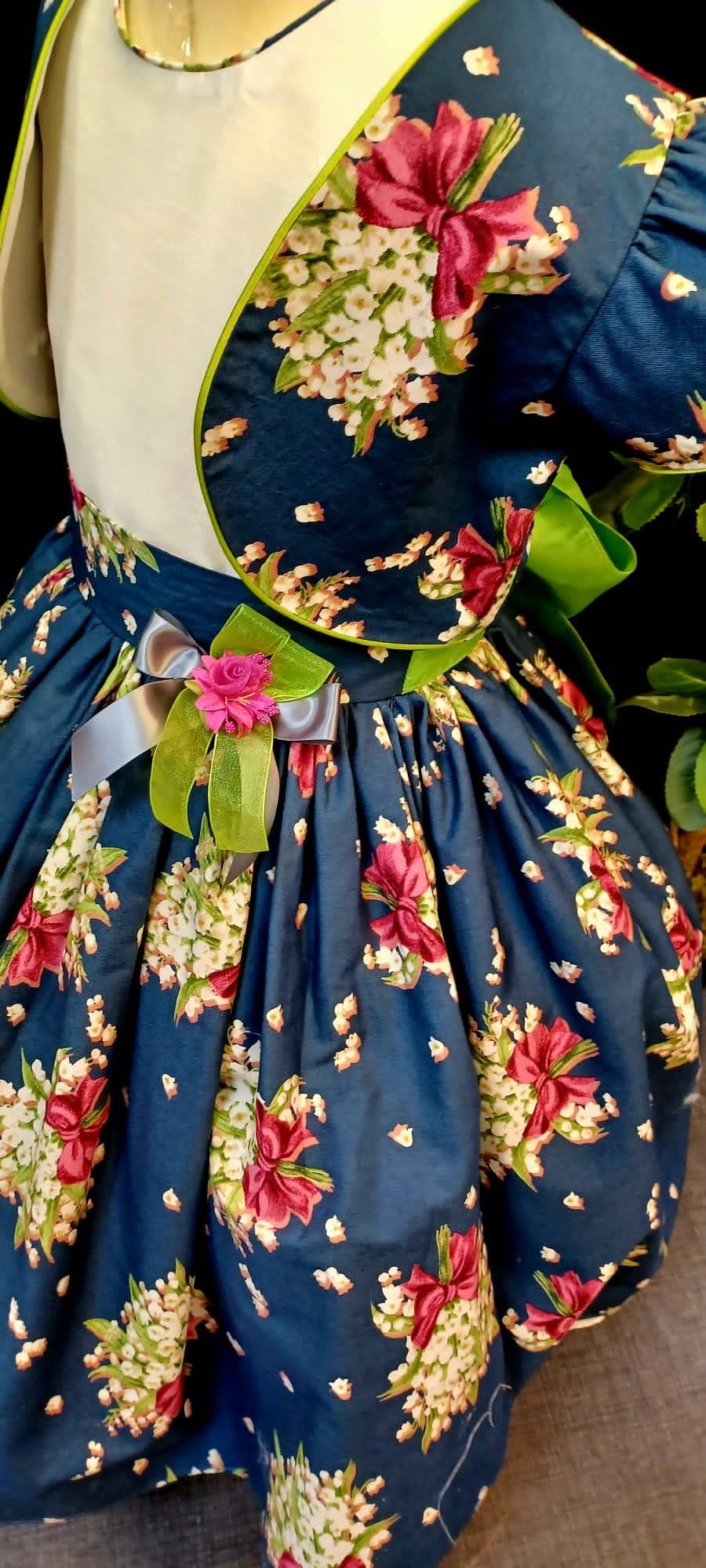 Blue Floral Accent Girl Dress NDesign #45