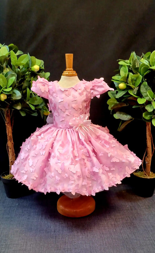 Pink Butterfly Accent Girl Dress NDesign #61