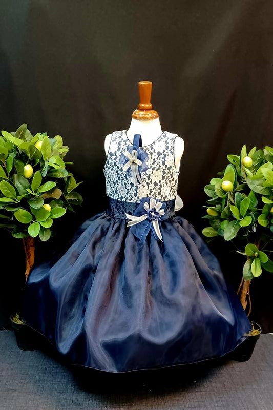 Organza Navy Blue Accent Girl Dress NDesign #56