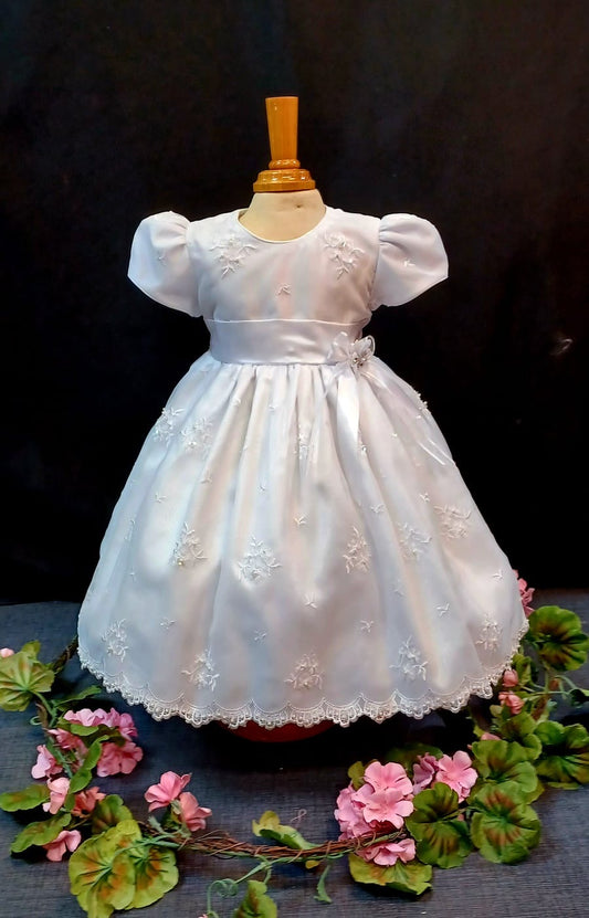 White Accent Flower Girl Dress NDesign #61