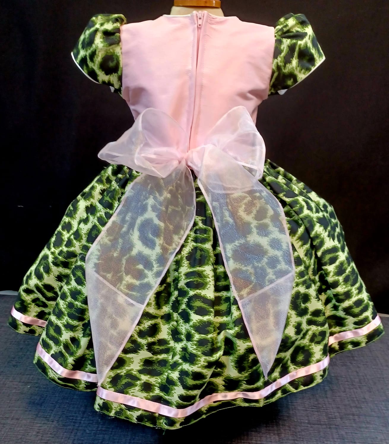 Custom Pink/ Green Accent Girl Dress NDesign #14