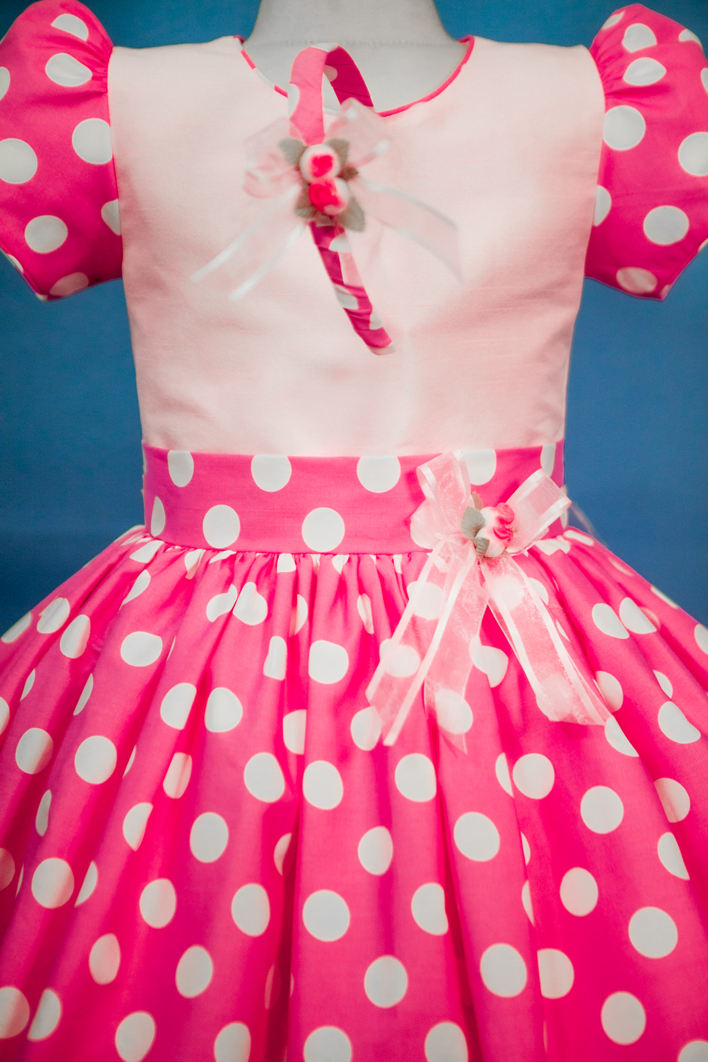 Custom Polka Dot Pink Accent Girl Dress NDesign #9