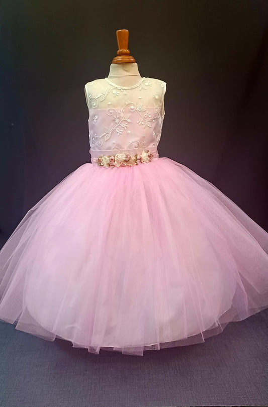 Pink Flower Accent Girl Dress NDesign #27