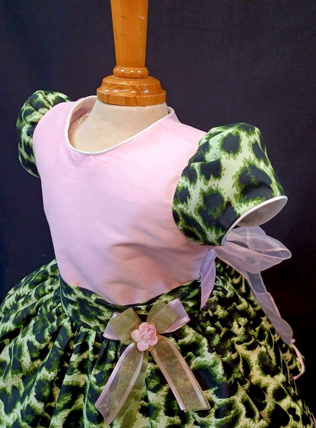 Custom Pink/ Green Accent Girl Dress NDesign #14