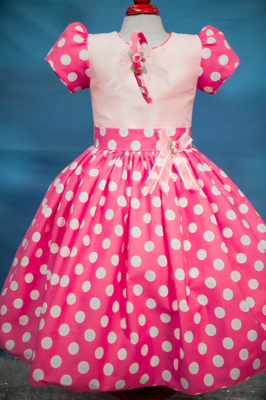 Custom Polka Dot Pink Accent Girl Dress NDesign #9