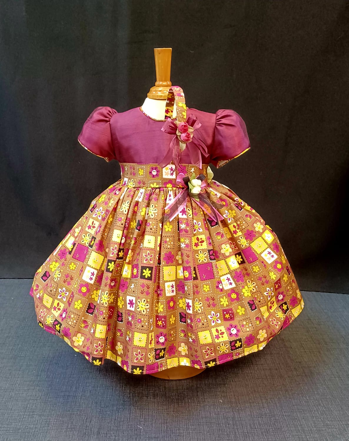 Gold Burgundy Girl Dress NDesign #16