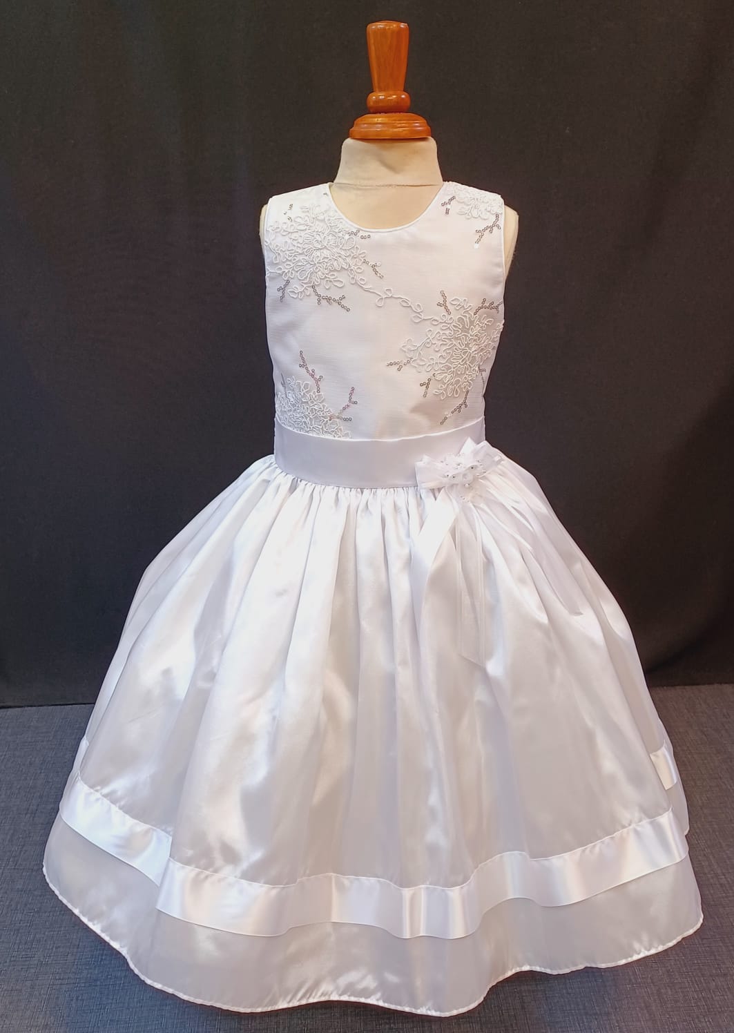 Custom White Accent Flower Girl Dress NDesign #13