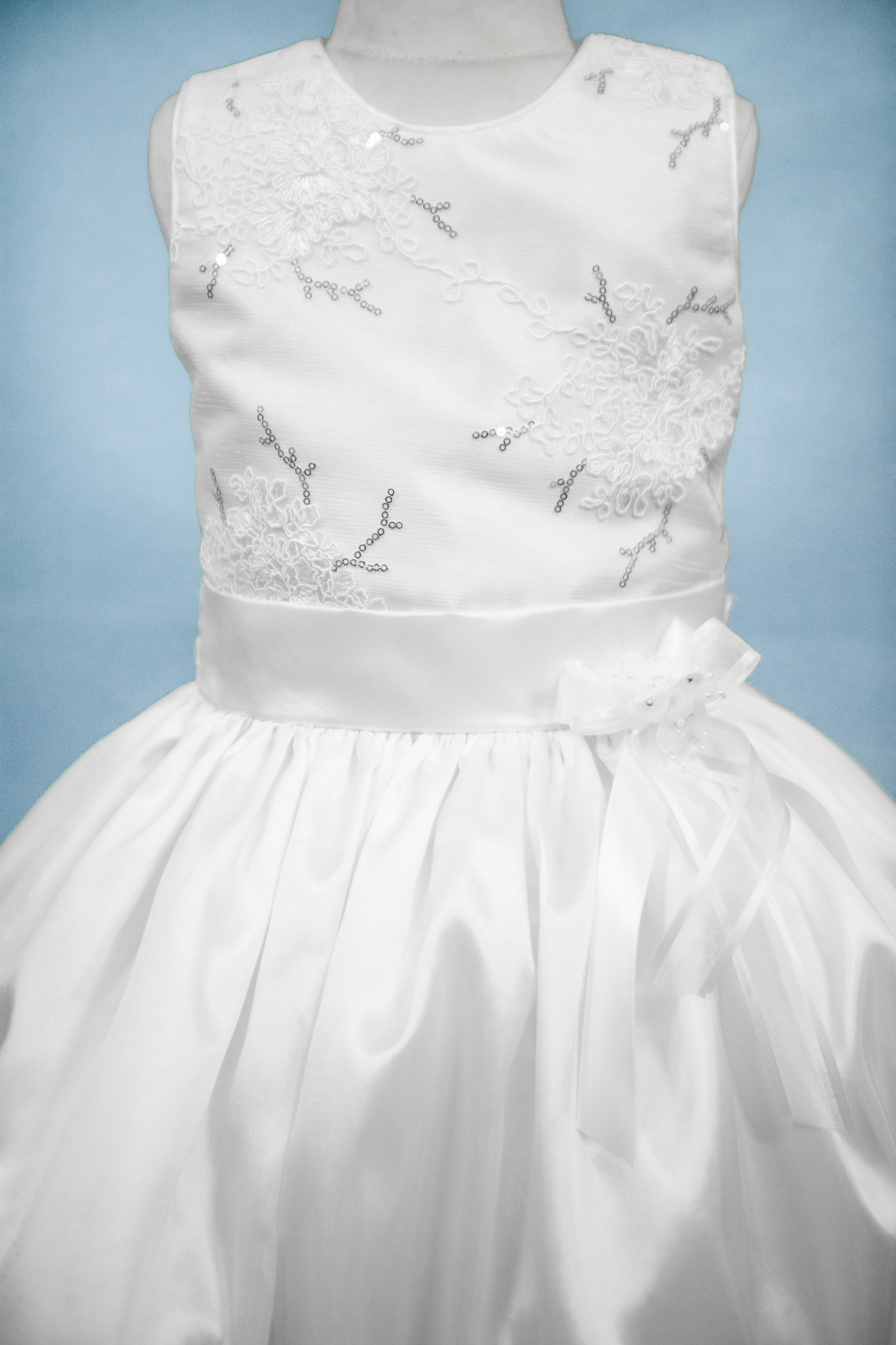 Custom White Accent Flower Girl Dress NDesign #13